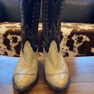 Vintage Tony Lama Ostrich Cowboy Boots 9M